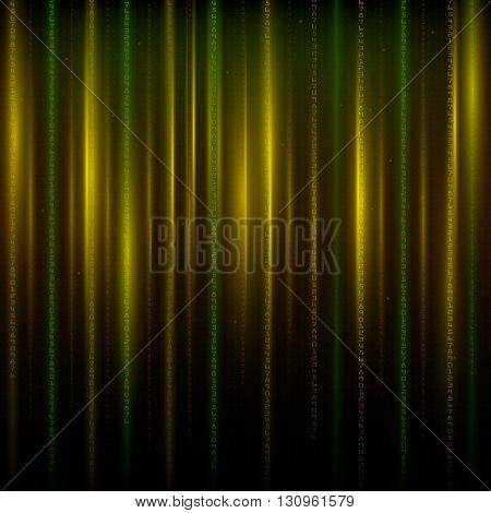 Matrix an abstract background the movement of vertical figures on a gold background.
