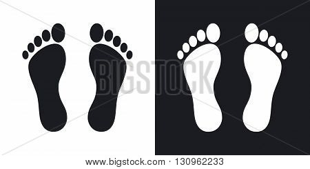 Vector footprints icon. Two-tone version on black and white background
