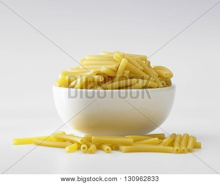 maccheroni pasta on the white background