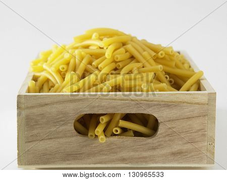 maccheroni pasta on the white background