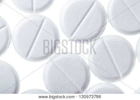 Tablets isolated on white background. Macro photo