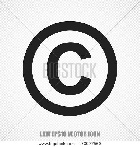 The universal vector icon on the law theme: Black Copyright. Modern flat design. For mobile and web design. EPS 10.