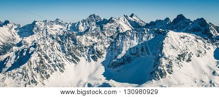 Tatra mountain range seen form the summit of Kozi Wierch Poland