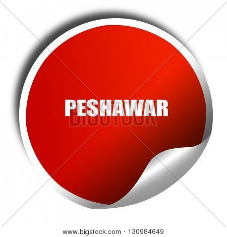 peshawar, 3D rendering, red sticker with white text
