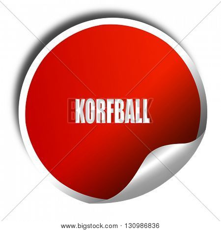 korfball sign background, 3D rendering, red sticker with white t
