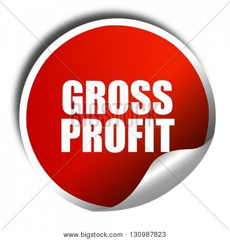 gross profit, 3D rendering, red sticker with white text
