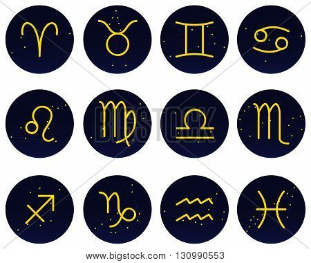 Astrological signs with the constellations on background