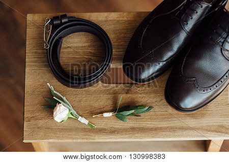 Groom Set Clothes. Shoes And Bow Tie