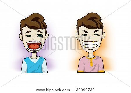 Vector illustration Sad or Smile with your teeth