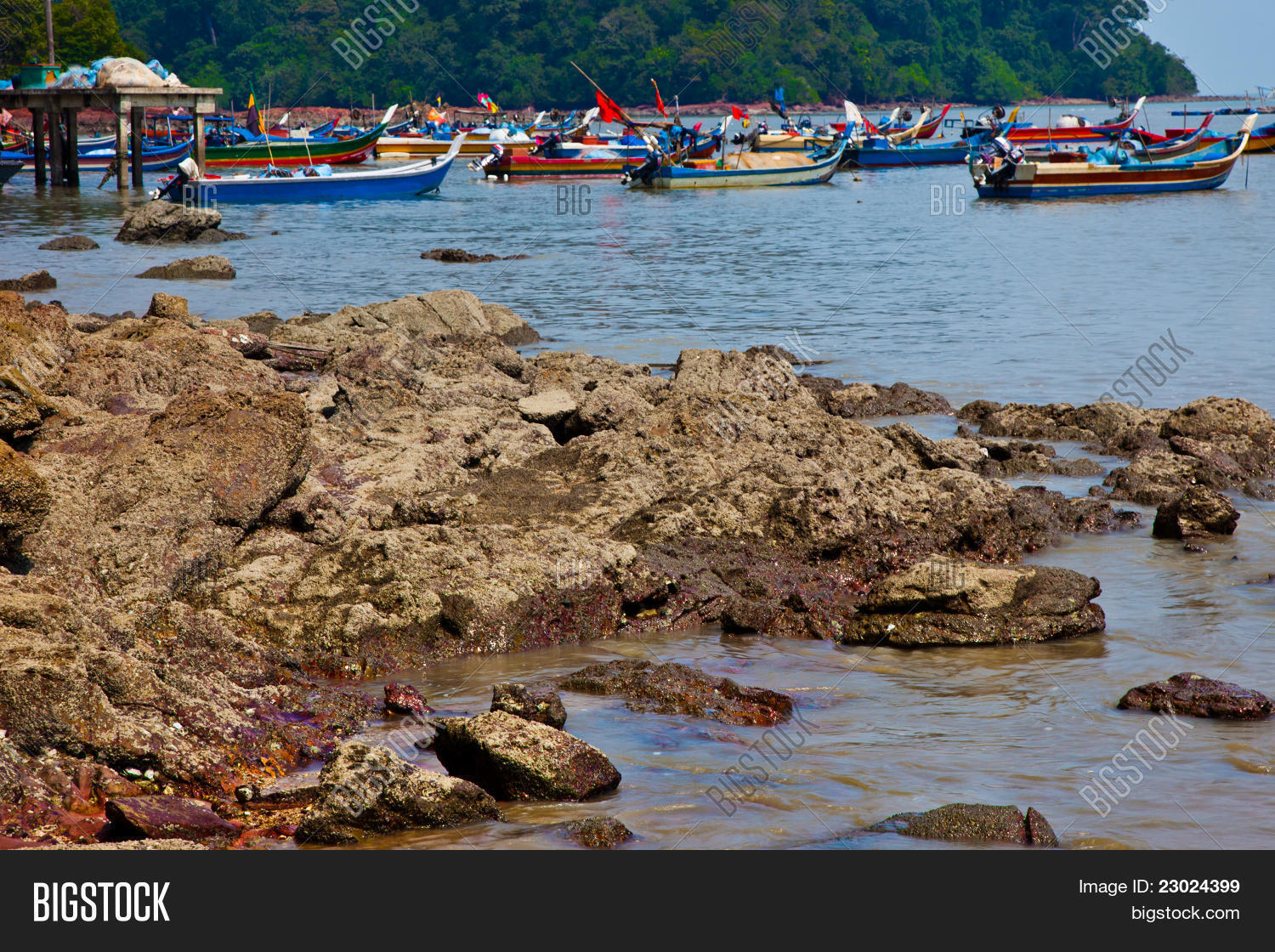 Fishing Boats Rocks Image & Photo (Free Trial) | Bigstock