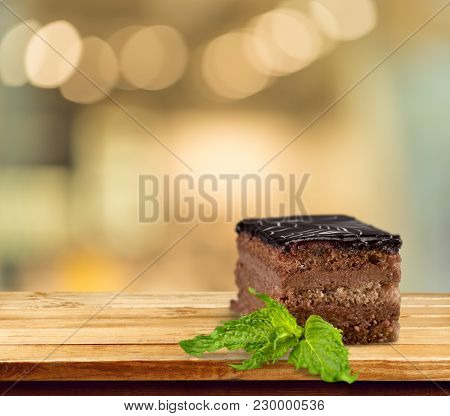 Cake Slice Chocolate Sweet Food Color Background Detail