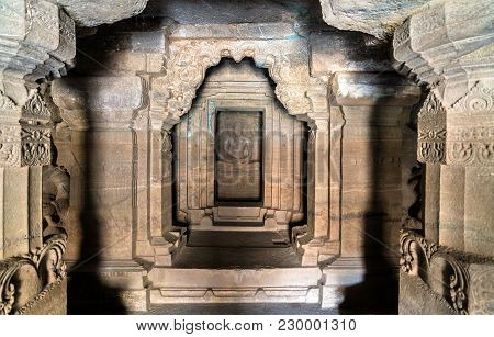 Interior Of Dhumar Lena Temple At Ellora Caves - Maharashtra, India