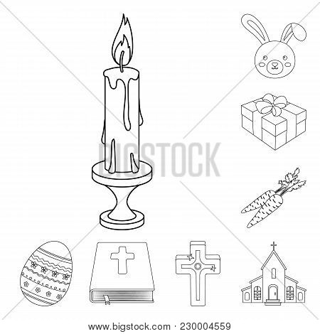 Easter Is A Christian Holiday Outline Icons In Set Collection For Design. Easter Attributes Vector S