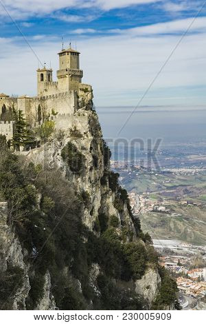 View At Fortress Of Guaita On Mount Titano, San Marino