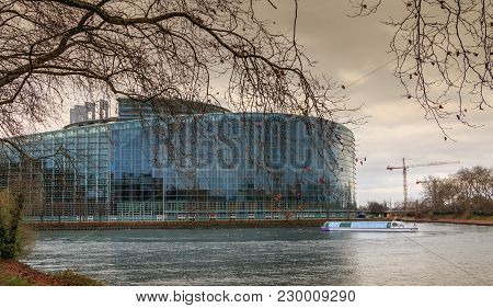 Architectural Detail Of The Louise-weiss Building Seat Of The Parliament Of The European Union
