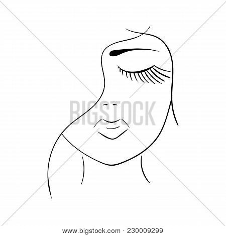 The Girl`s Face Is Drawn By Lines. Beatiful Girl, Model