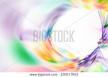 Abstract Fractal Image Of Multicolored Lines On White Background
