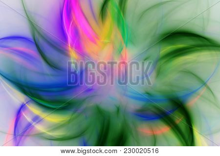 Abstract Fractal Image Of Multicolored Lines On White Background