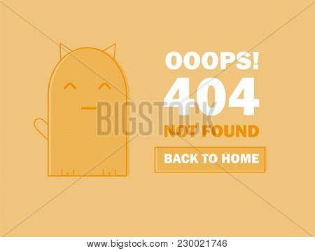 404 Error Page With Cute Cat Sleeping And Message Oops Page Not Found. Search Problem Alert Template