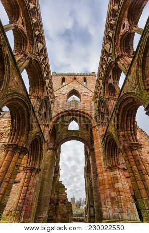 Ruins Of Jedburgh Abbey In The Scottish Borders Region In Scotland