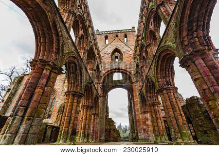 Ruins Of Jedburgh Abbey In The Scottish Borders Region In Scotland