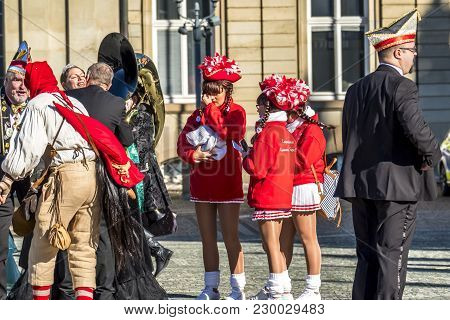 Stuttgart , Germany - February 19 2018 : People Enjoying The Shrove Tuesday During The Fasching Seas