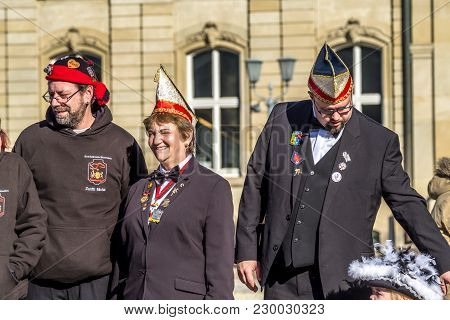 Stuttgart , Germany - February 19 2018 : People Enjoying The Shrove Tuesday During The Fasching Seas