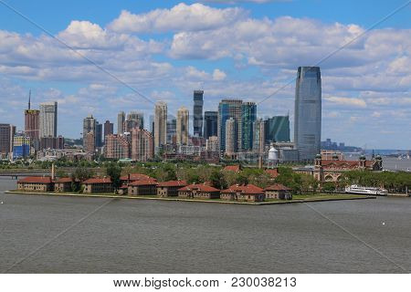 Ellis Island With Nj Skyline In Background