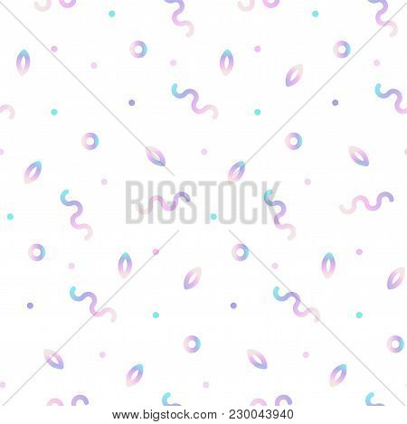 Vector Seamless Pattern In Popular Memphis Style. Curved Lines Of A Neon Color On A White Background