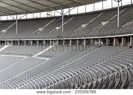 Berlin, Germany - September 20, 2017: Empty Tribunes Of Olympiastadion (olympic Stadium) In Berlin S