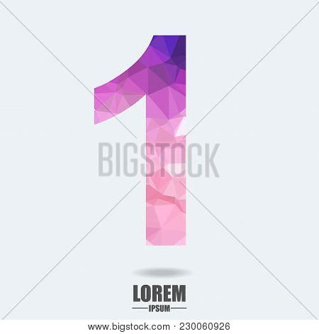Abstract Trend Polygon Letter 1 Logo Design Template. Art Tech Media App Creative Sign. Colorful Vec