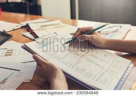 Business And Finance Concept Of Office Working, Businessman Discussing Sale Analysis Chart