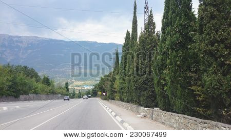 Road With Two Cars Direct To Jalta
