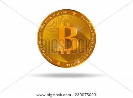 Bitcoin, A New World Crypto Currency, Bitcoin Realistic Gold Coin