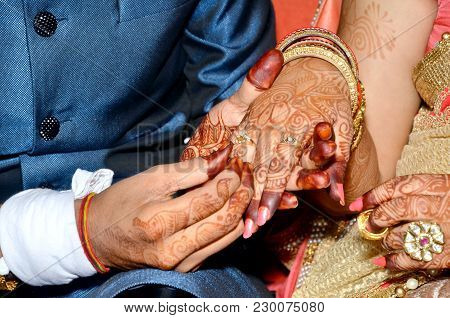 Indian Couples Shows Engagement Rings. Nice Wedding