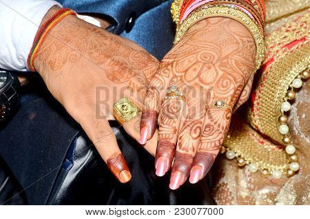 Indian Couples Shows Engagement Rings. Nice Wedding
