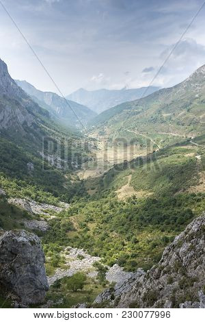 Views Of Saliencia Valley, Somiedo Nature Reserve. It Is Located In The Central Area Of The Cantabri