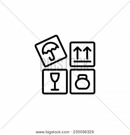 Web Line Icon. Signs On Packages Black On White Background