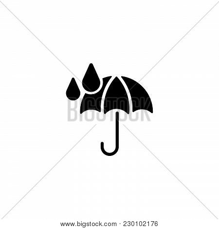 Web Icon. Umbrella And Rain Black On White Background