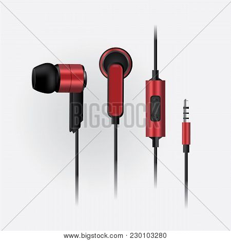Set Of Music Earphone Isolated Vector Illustration