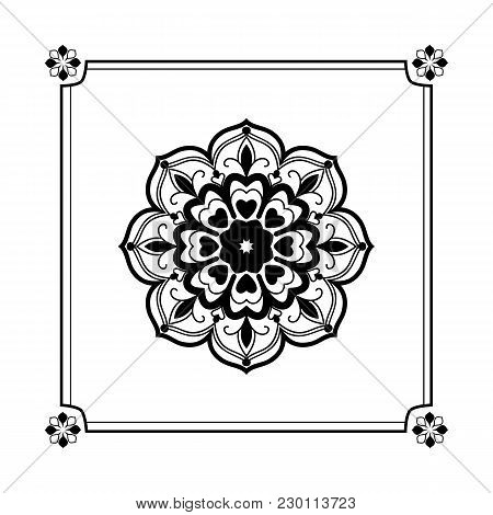 Monochrome Tiles With A Floral Pattern. For Printing On Textiles, Ceramics. For Cutting Ornaments On