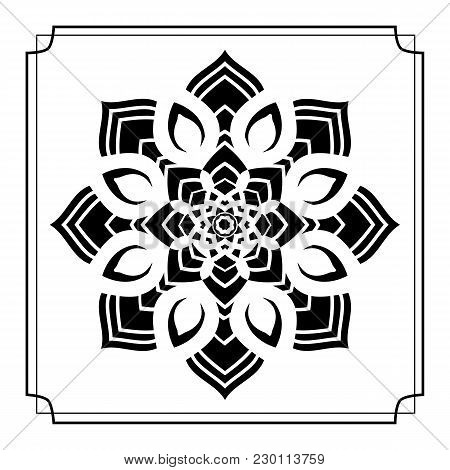 Monochrome Tiles With A Floral Pattern. For Printing On Textiles, Ceramics. For Cutting Ornaments On