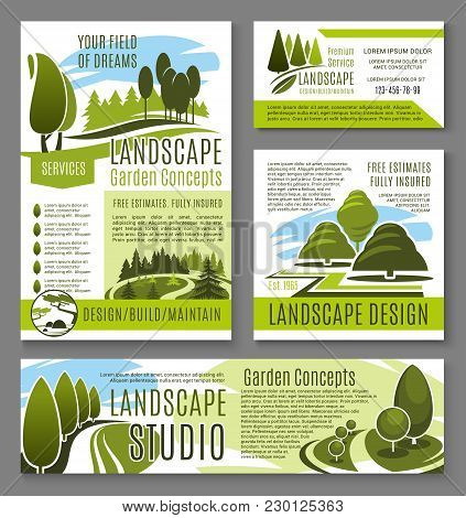 Landscape Design And Green Garden Horticulture Build Posters And Banners Templates For Landscaping C