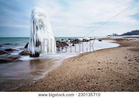 Winter On Shore Of The Baltic Sea In Kuehlungsborn, Germany.