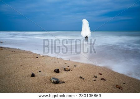 Winter On Shore Of The Baltic Sea In Kuehlungsborn, Germany.
