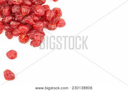 Red Dry Cherries Top View Isolated On White Background Left Corner