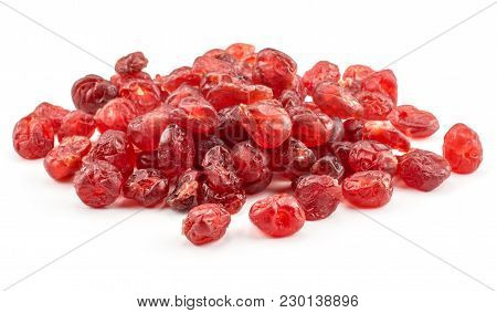 Red Dry Cherries Isolated On White Background
