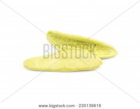 Olive Leaves Spinach Pasta Raw Isolated On White Background Two Pieces