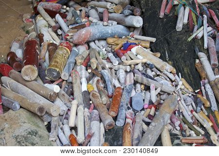 Wooden Lingams Offerings Princess Phra Nang Cave, Railay Peninsula, Krabi, Thailand
