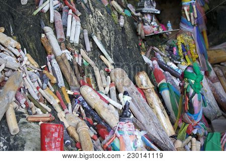 Wooden Lingams Offerings Princess Phra Nang Cave, Railay Peninsula, Krabi, Thailand